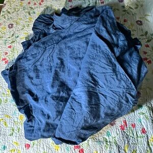 The company store king size denim blue linen duvet cover